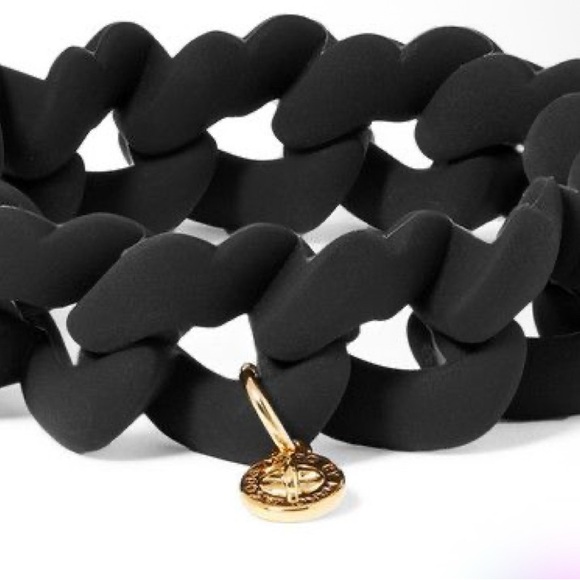 Marc By Marc Jacobs Unisex Black Turnlock Rubber Stretch Bracelet - Picture 1 of 6